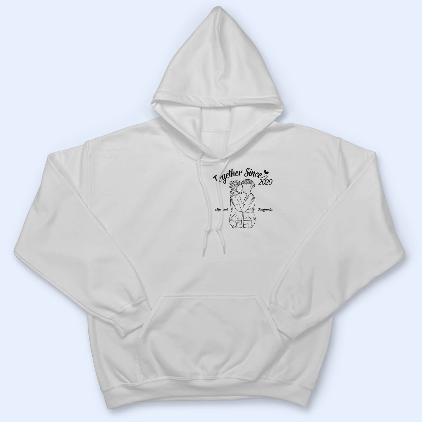 Sketch Couple Hug Together Since - Gift For Couples - Personalized T Shirt