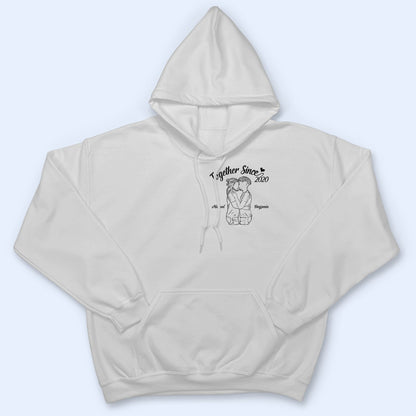 Sketch Couple Hug Together Since - Gift For Couples - Personalized T Shirt