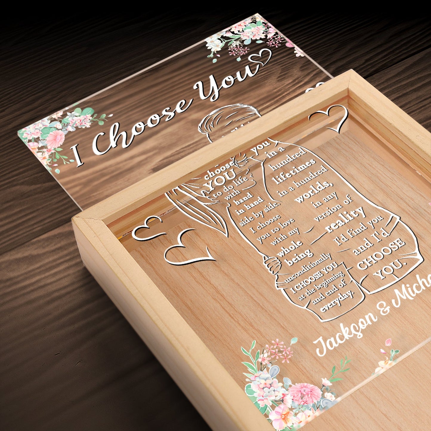 I Choose You - Anniversary Gift For Couples - Personalized Picture Frame Light Box