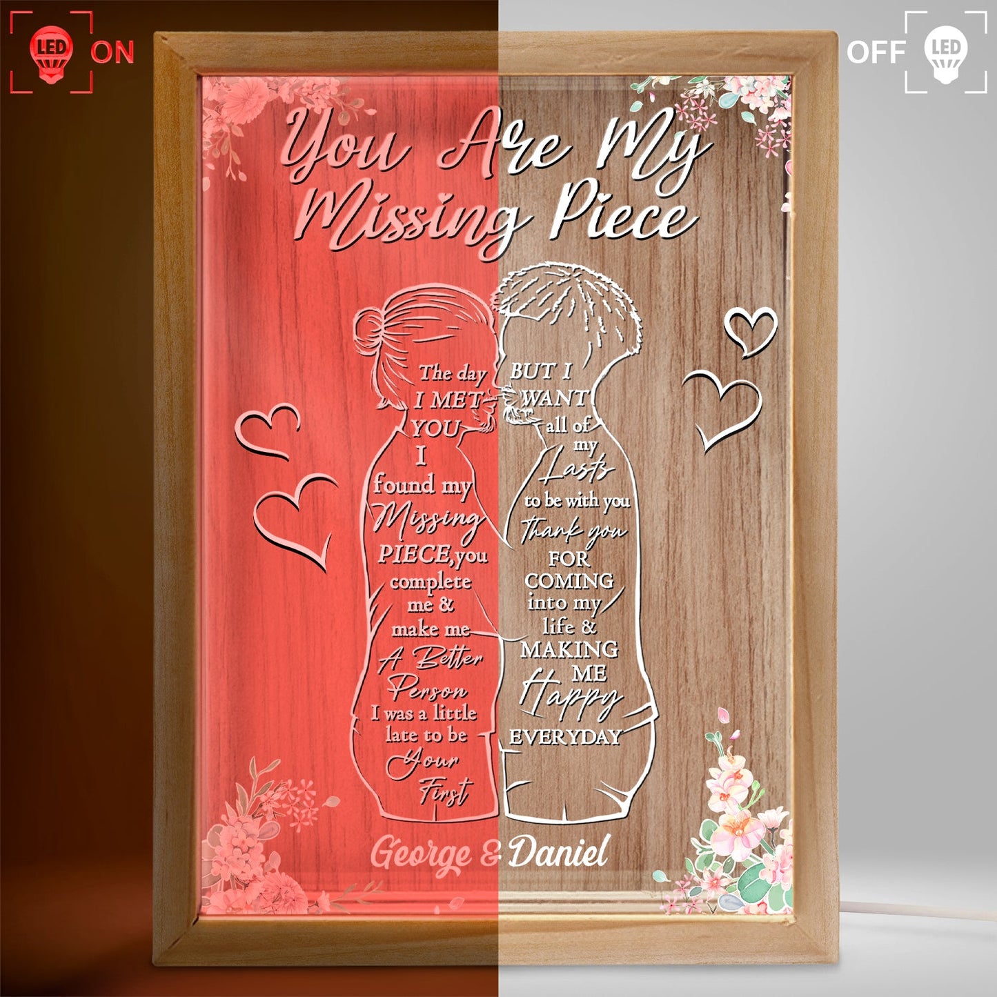 You Are My Missing Piece - Anniversary Gift For Couples - Personalized Picture Frame Light Box