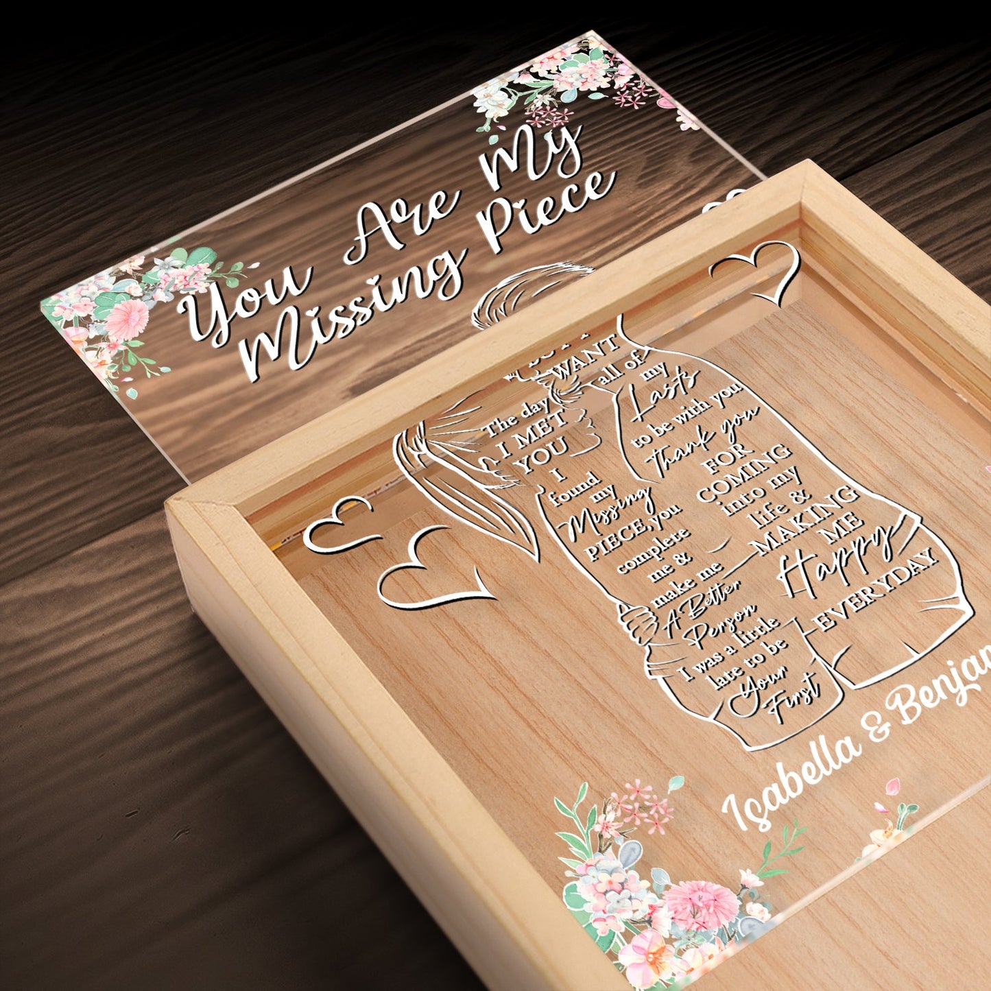 You Are My Missing Piece - Anniversary Gift For Couples - Personalized Picture Frame Light Box