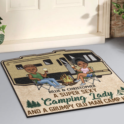 Husband And Wife Camping Partners For Life - Gift For Camping Couples - Personalized Custom Shaped Doormat