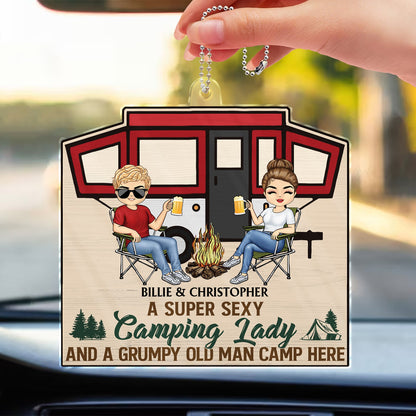 Husband And Wife Camping Partners For Life - Gift For Camping Couples - Personalized Acrylic Car Hanger