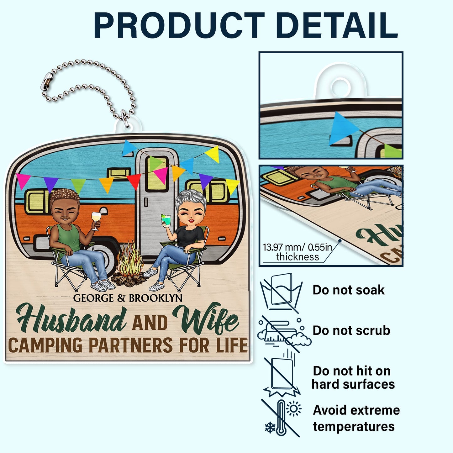 Husband And Wife Camping Partners For Life - Gift For Camping Couples - Personalized Acrylic Car Hanger