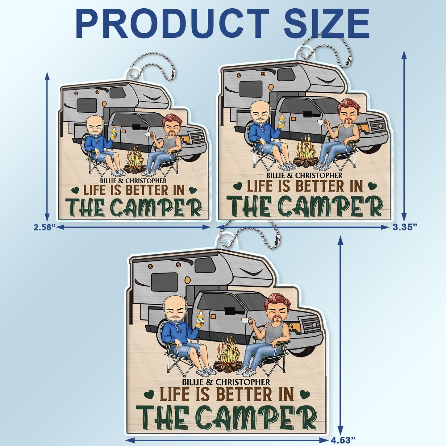 Happy Camper - Gift For Camping Couples - Personalized Acrylic Car Hanger