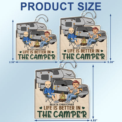 Happy Camper - Gift For Camping Couples - Personalized Acrylic Car Hanger