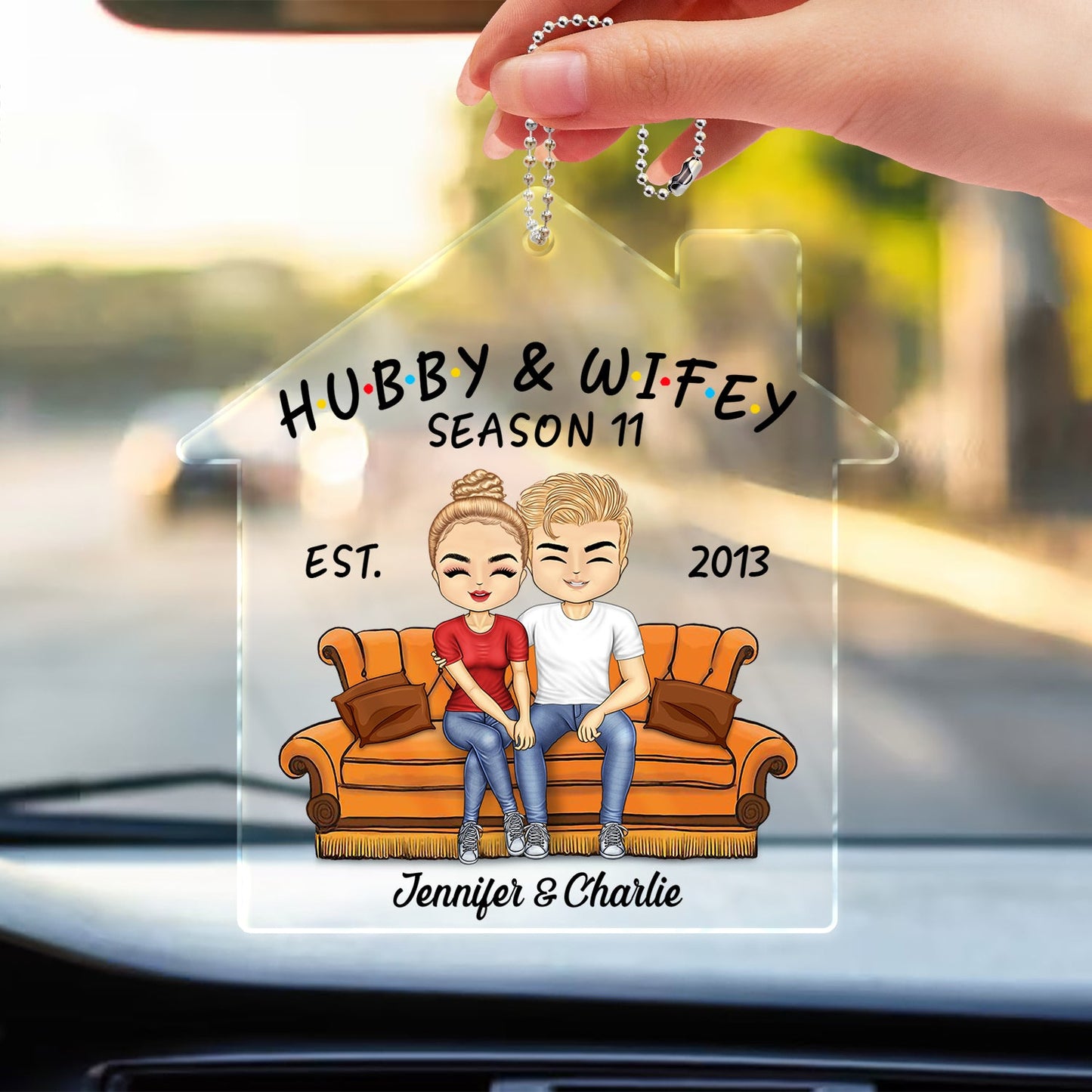 Hubby And Wifey Seasons - Birthday, Anniversary Gift For Spouse, Lover, Husband, Wife, Boyfriend, Girlfriend, Couple - Personalized Acrylic Car Hanger