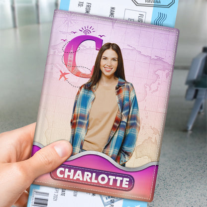 Custom Photo Monogram Traveling - Birthday Gift For Him, Her, Vacation Lovers - Personalized Passport Cover, Passport Holder