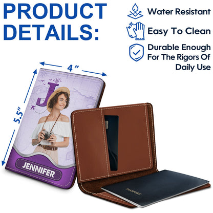 Custom Photo Monogram Traveling - Birthday Gift For Him, Her, Vacation Lovers - Personalized Passport Cover, Passport Holder