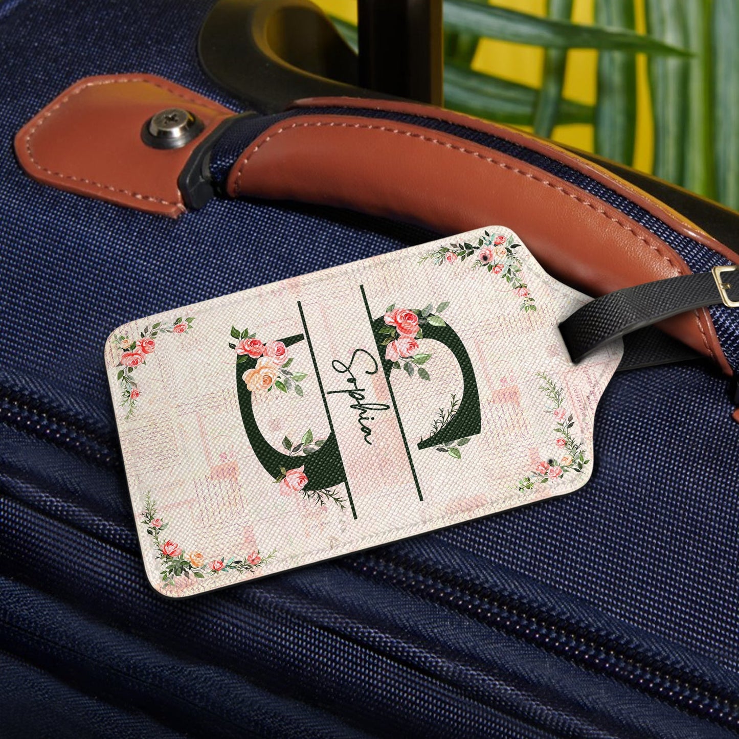 Monogram Floral - Birthday Gift For Her, Vacation Lovers - Personalized Luggage Tag