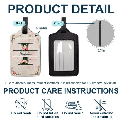 Monogram Floral - Birthday Gift For Her, Vacation Lovers - Personalized Luggage Tag