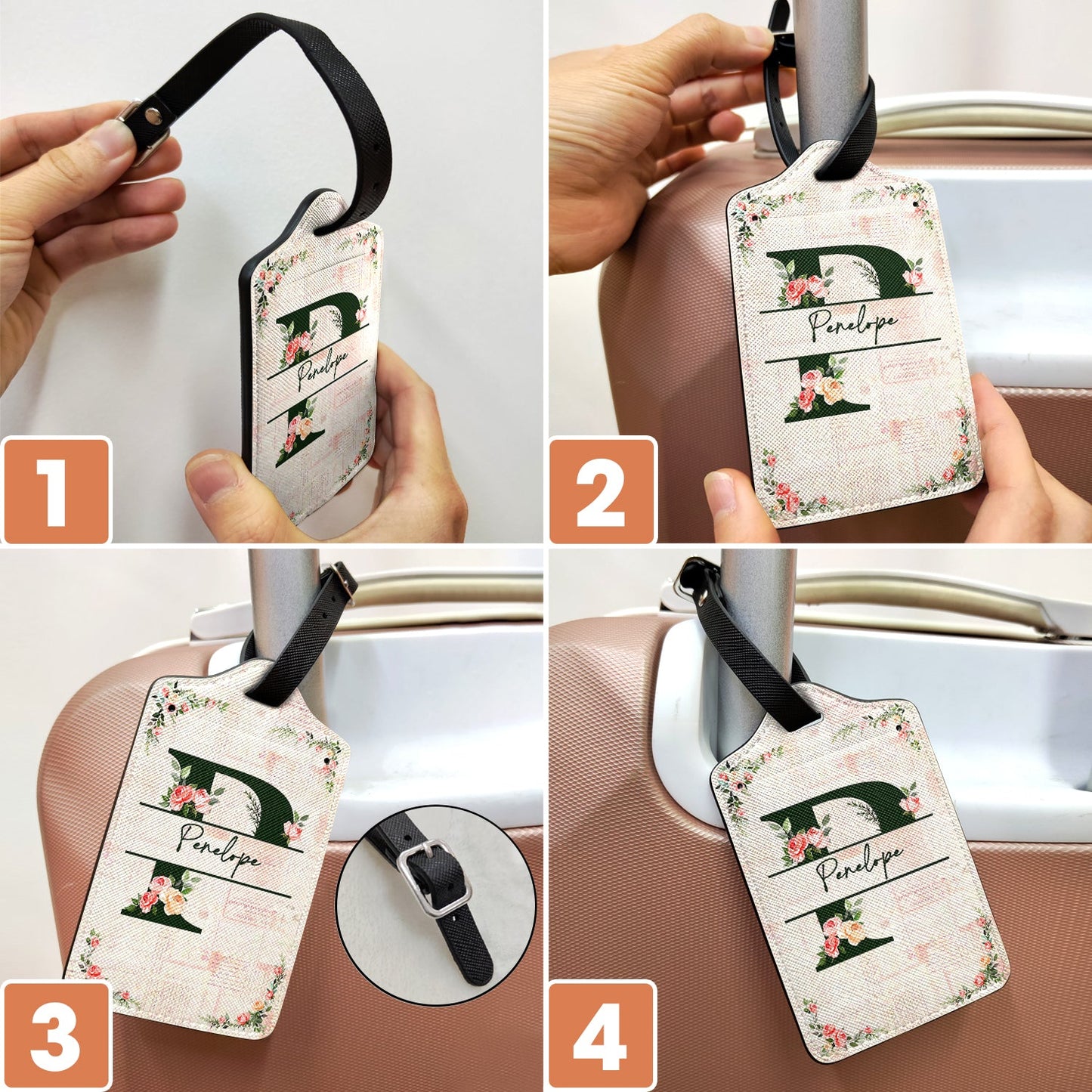 Monogram Floral - Birthday Gift For Her, Vacation Lovers - Personalized Luggage Tag