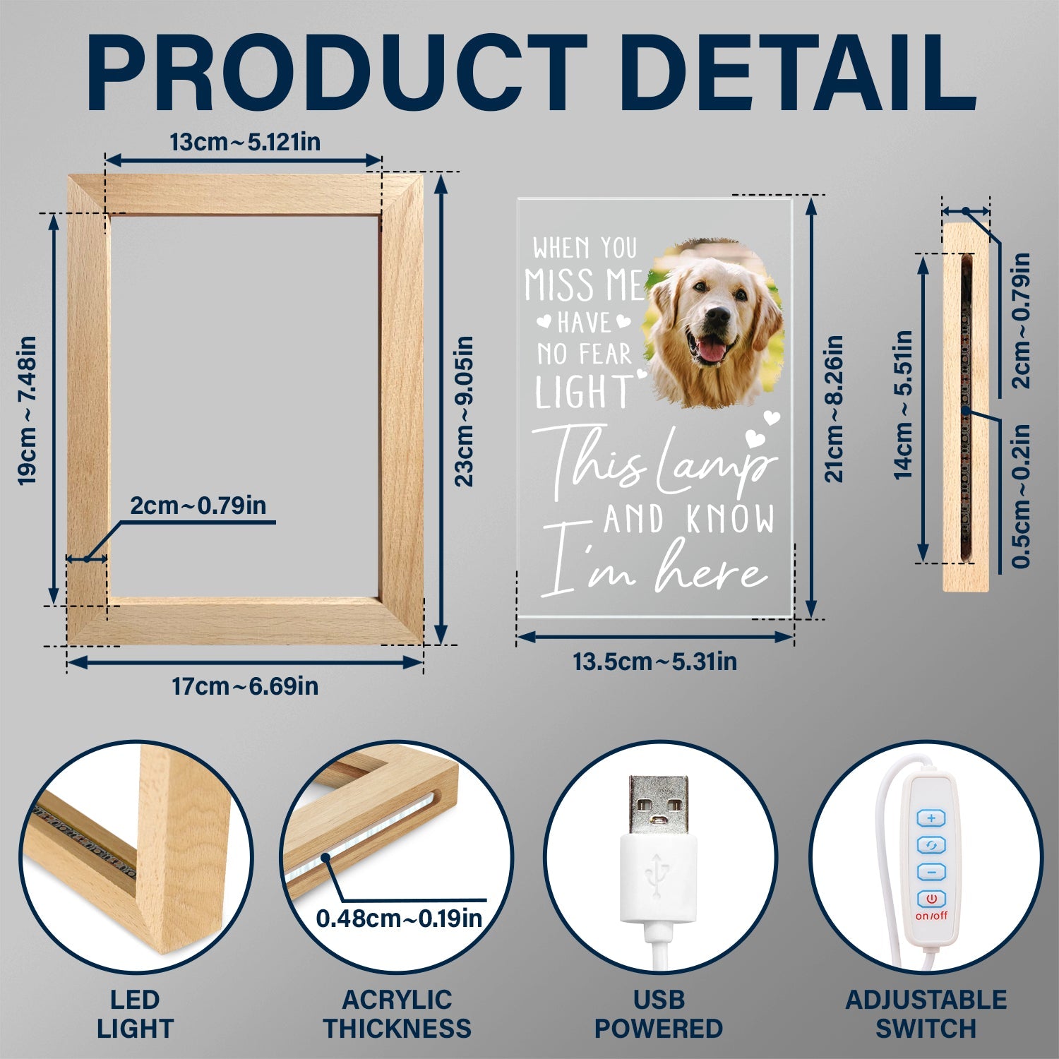 Custom Photo When You Miss Me - Loving, Memorial Gift For Family, Siblings, Friends - Personalized Frame Lamp