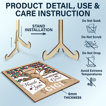 Heart Tree Mom - Birthday, Loving Gift For Mother, Grandma, Auntie - Personalized 2-Layered Wooden Plaque With Stand