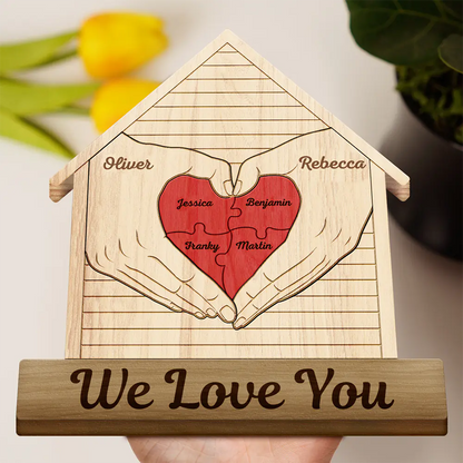 Heart Hands - Gift For Couples, Family, Parents, Father, Mother - Personalized Custom Shaped Wooden Puzzle