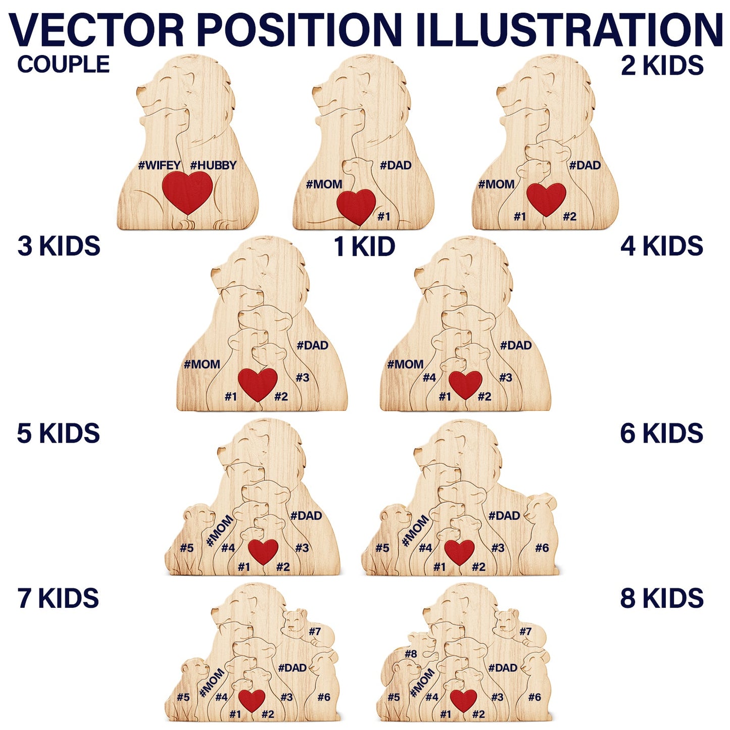 Family Lions - Gift For Parents, Father, Mother - Personalized Custom Shaped Wooden Puzzle