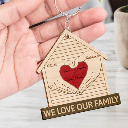 Heart Hands - Gift For Couples, Family, Parents, Father, Mother - Personalized Wooden Keychain