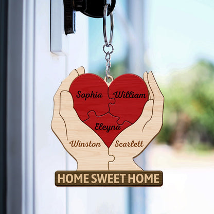 Together Forever Family Hands - Gift For Parents, Father, Mother - Personalized Wooden Keychain