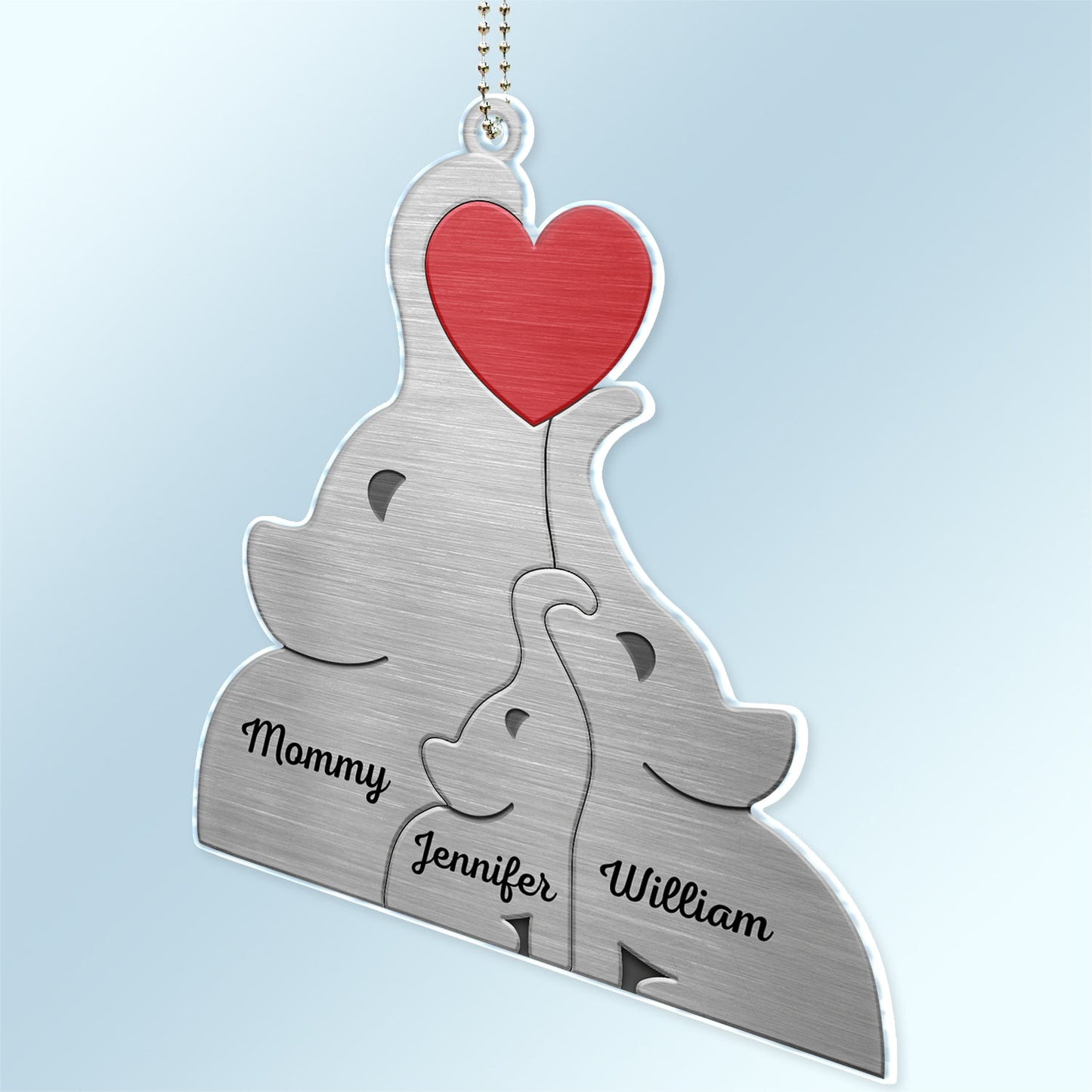 Love Elephant Family - Gift For Mother, Father, Family - Personalized Acrylic Car Hanger