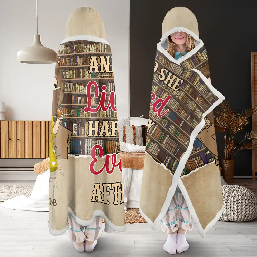 Reading Chibi Just A Girl Who Loves Books - Personalized Wearable Hooded Blanket