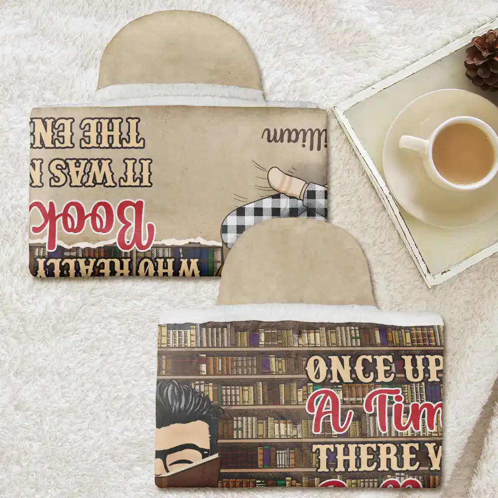 Reading Chibi Just A Girl Who Loves Books - Personalized Wearable Hooded Blanket