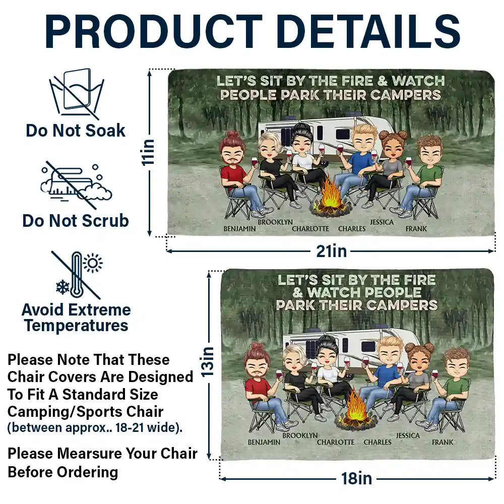 Let's Sit By The Fire And Watch People Camping Bestie - Personalized Folding Chair Cover