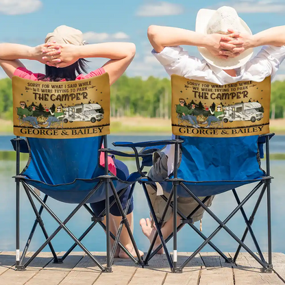 Camping RV Funny Back That Thing Up - Personalized Folding Chair Cover