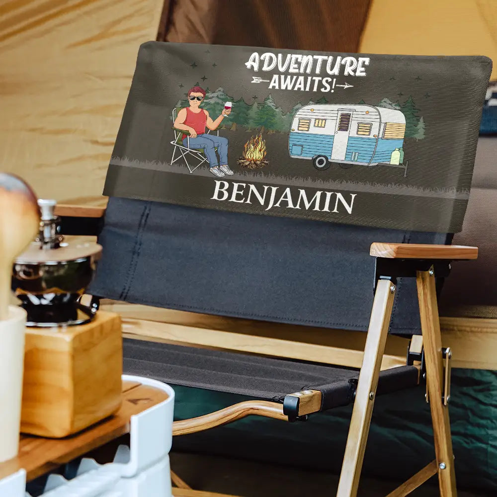 Camping RV Funny Back That Thing Up - Personalized Folding Chair Cover