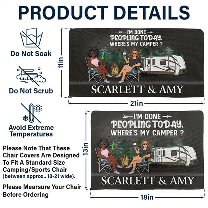 Camping RV Funny Back That Thing Up - Personalized Folding Chair Cover