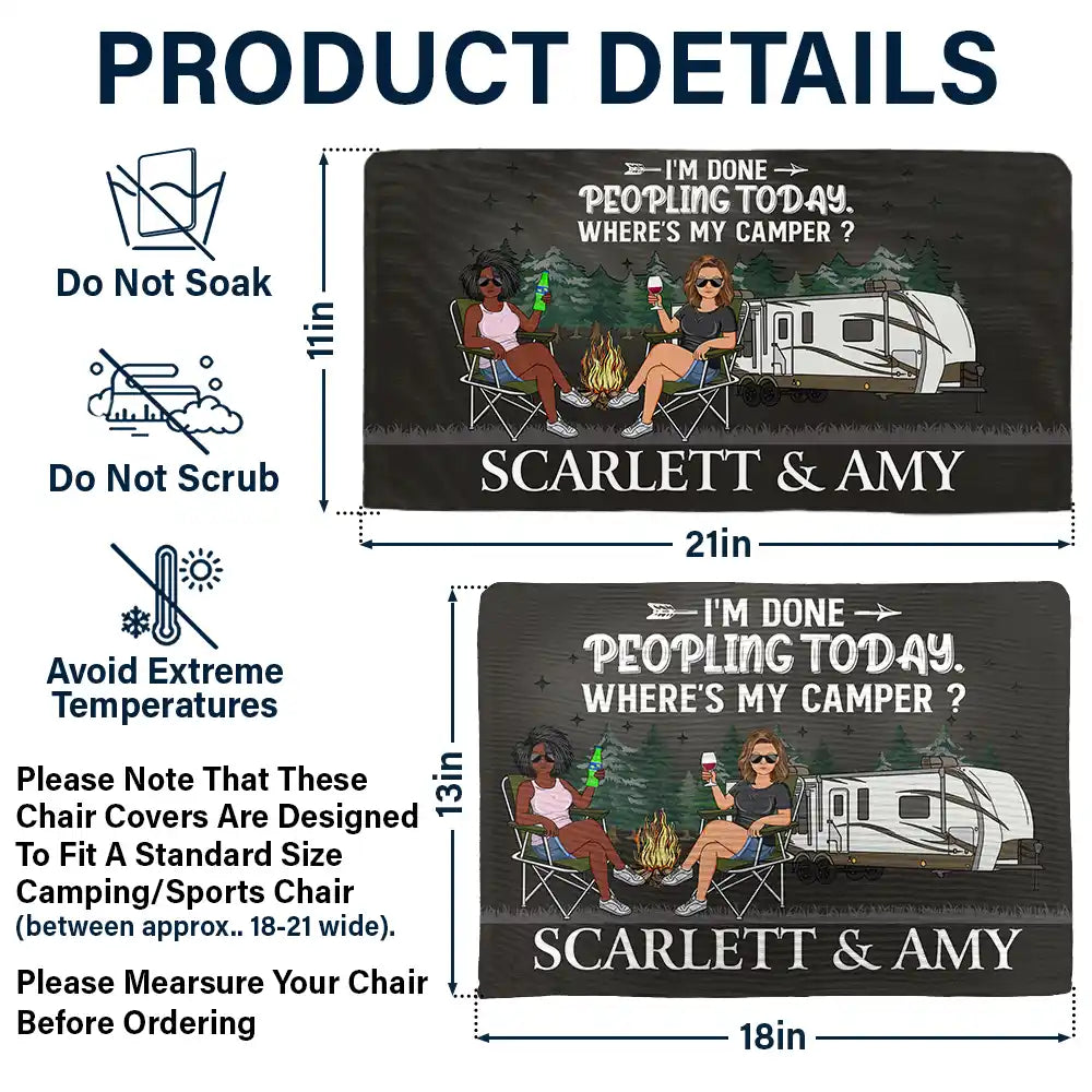 Camping RV Funny Back That Thing Up - Personalized Folding Chair Cover