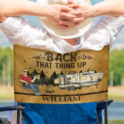 Camping RV Funny Back That Thing Up - Personalized Folding Chair Cover