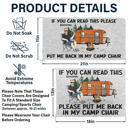 Funny Camper If You Can Read This Please Put Me Back - Personalized Folding Chair Cover