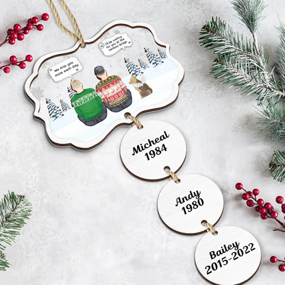 I Miss You Pet Memorial A Girl And Her Dogs - Personalized Mix Ornament With Wooden Tag