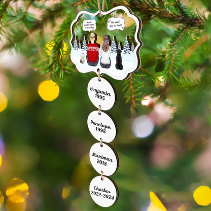 I Miss You Pet Memorial A Girl And Her Dogs - Personalized Mix Ornament With Wooden Tag