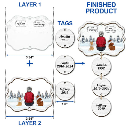 I Miss You Pet Memorial A Girl And Her Dogs - Personalized Mix Ornament With Wooden Tag