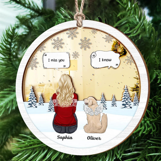 I Miss You Pet Memorial A Girl And Her Dogs - Personalized Acrylic Ornament