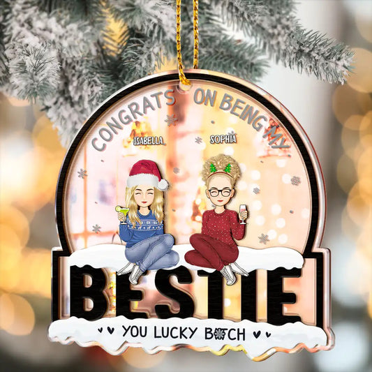 Cartoon Congrats On Being My Bestie - Personalized Acrylic Ornament