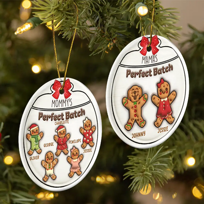 Gingerbread Cookies Grandma Grandpa Perfect Patch - 3D Inflated Effect Printed Personalized Circle Acrylic Ornament