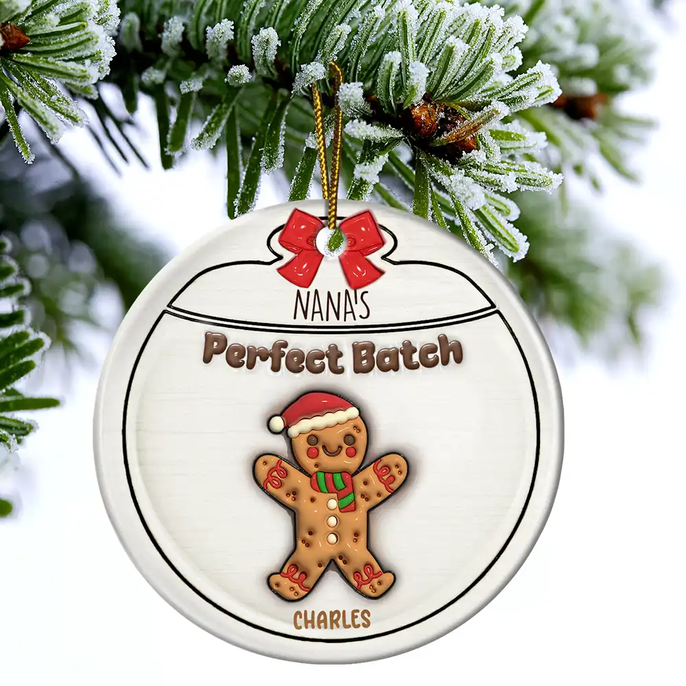 Gingerbread Cookies Grandma Grandpa Perfect Patch - 3D Inflated Effect Printed Personalized Circle Acrylic Ornament