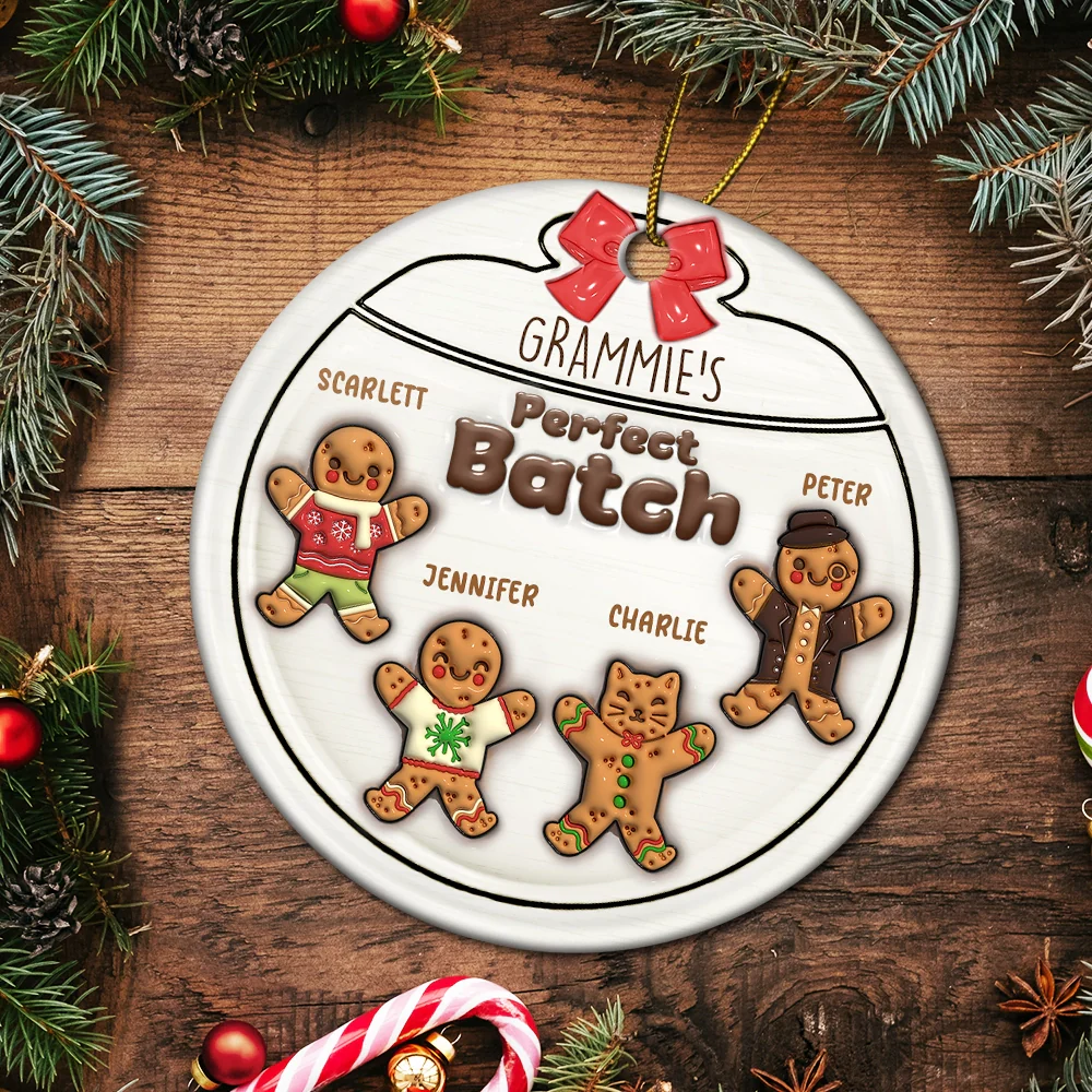 Gingerbread Cookies Grandma Grandpa Perfect Patch - 3D Inflated Effect Printed Personalized Circle Acrylic Ornament