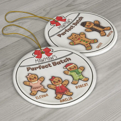 Gingerbread Cookies Grandma Grandpa Perfect Patch - 3D Inflated Effect Printed Personalized Circle Acrylic Ornament