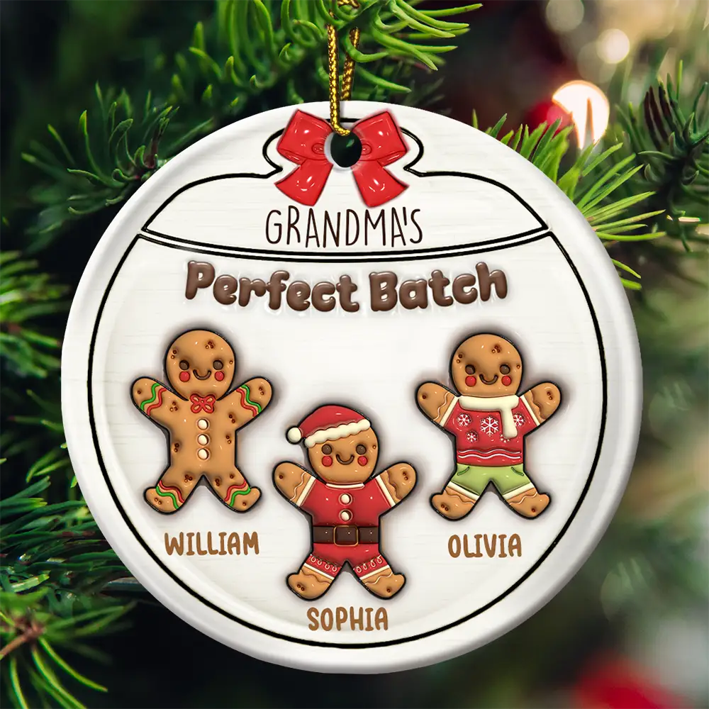 Gingerbread Cookies Grandma Grandpa Perfect Patch - 3D Inflated Effect Printed Personalized Circle Acrylic Ornament