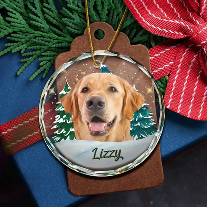 Custom Photo Pet Face Christmas Trees - Personalized Combo Circle Acrylic Ornament