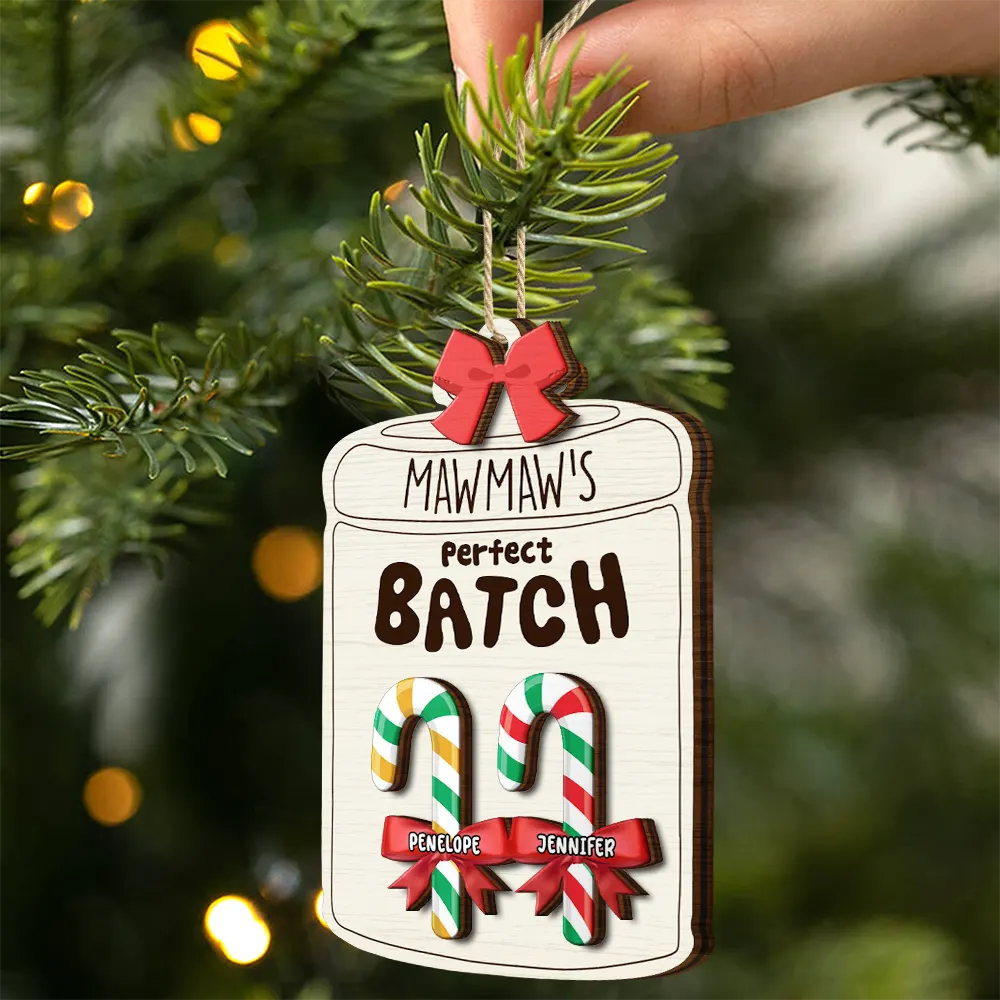 Grandma Grandpa Mom Dad Little Sweeties Candy Canes - Personalized 2-Layered Wooden Ornament