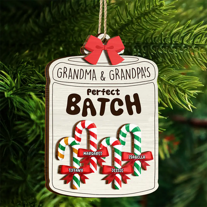 Grandma Grandpa Mom Dad Little Sweeties Candy Canes - Personalized 2-Layered Wooden Ornament