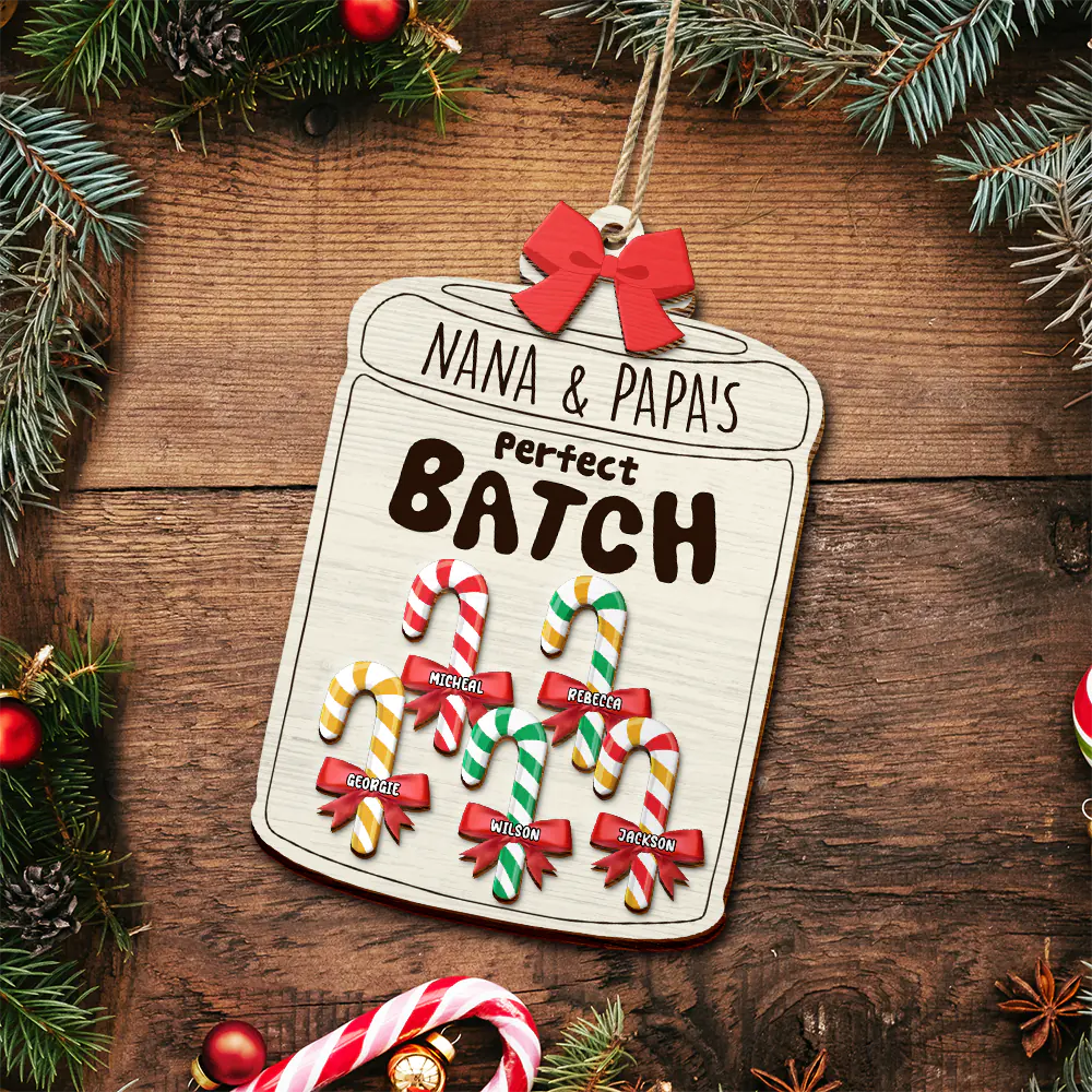 Grandma Grandpa Mom Dad Little Sweeties Candy Canes - Personalized 2-Layered Wooden Ornament