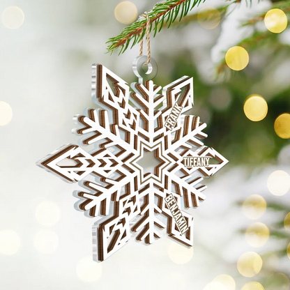 Snowflake Family Custom Names - Personalized Acrylic Ornament