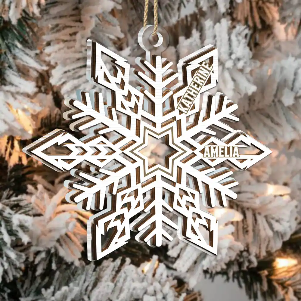 Snowflake Family Custom Names - Personalized Acrylic Ornament