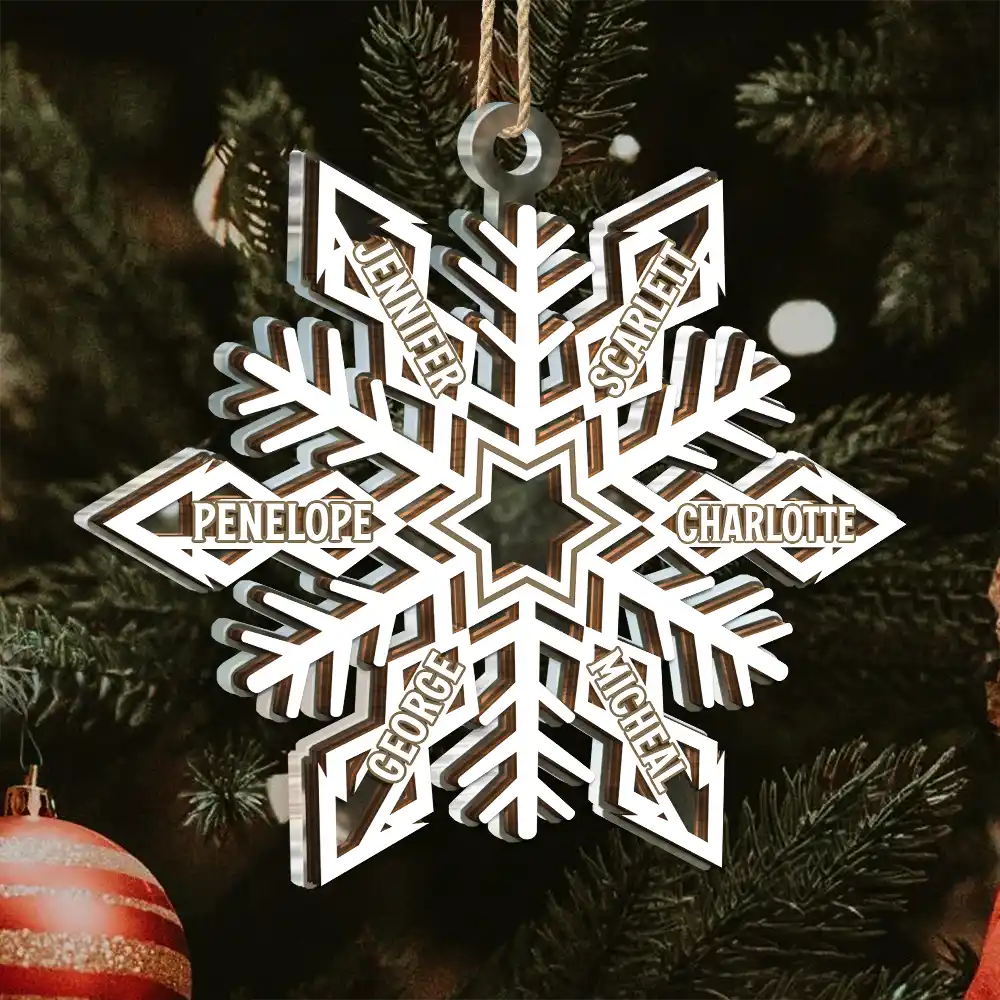 Snowflake Family Custom Names - Personalized Acrylic Ornament