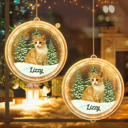 Custom Photo Pet Face Christmas Gift For Dog Cat Lovers - Personalized LED Pendant Light